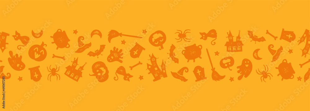 Cute hand drawn Halloween seamless pattern, colorful doodle background, great for Halloween banners, wallpapers, textiles, wrapping - vector design Cute hand drawn Halloween seamless pattern, colorful doodle background, great for Halloween banners, wallpapers, textiles, wrapping - vector design