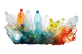 Plastic Bottle Waste Isolated on Transparent Background - Generative AI