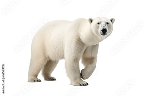 Polar Bear Walking Isolated on Transparent Background - Generative AI