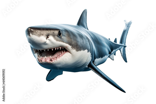 Megalodon Shark with Sharp Teeth Isolated on Transparent Background - Generative AI