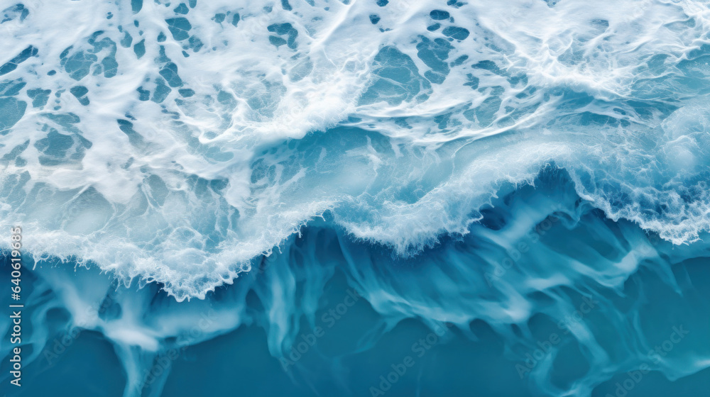 Wave splashing in the sea, top view.