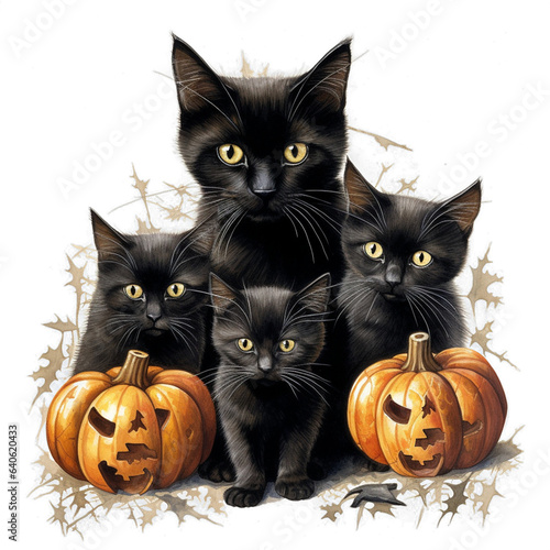 Spiders, Bats and Black Cats, Halloween, No Shadows, High Resolution on a white background