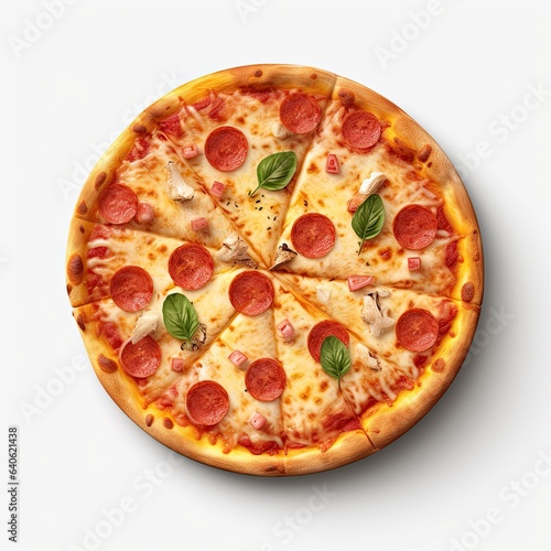 3d rendering. Pizza on white background