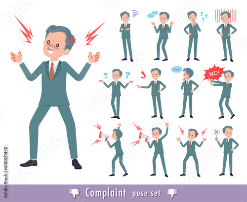 不満を表現しているビジネス社長男性のセット