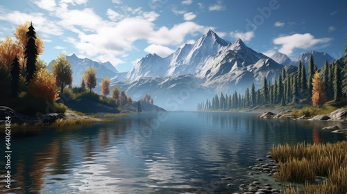 Beautiful view of lake in the mountains