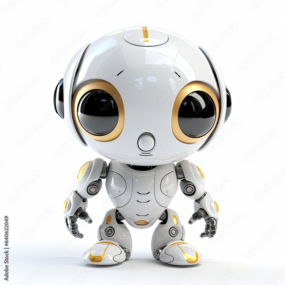 3d rendering. cute baby robot 