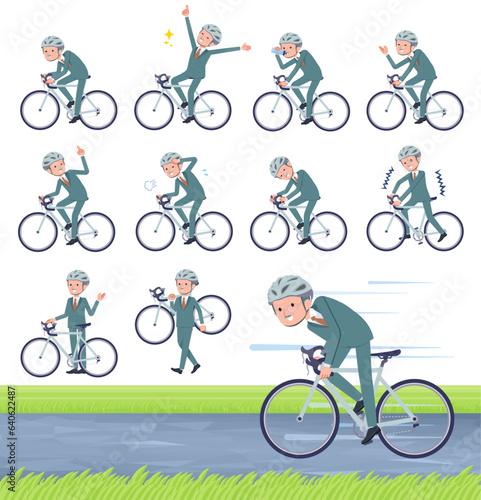 ロードバイクに乗ったビジネス社長男性のセット