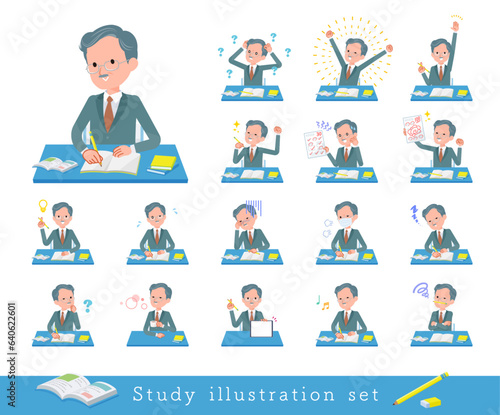 勉強に関するビジネス社長男性のセット