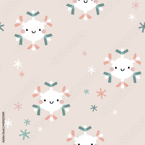 Winter snowflakes seamless pattern. Cute repeat design.