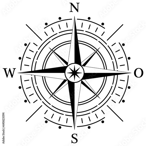 Kompass Rose Vektor mit vier Richtungen und deutscher Osten Bezeichnung Fototapet