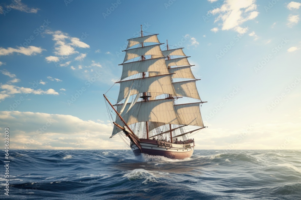 Obraz premium Multi-Masted Sailboat in Full Sail