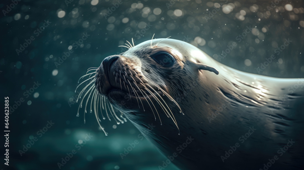 Fototapeta premium A beautiful shot of a sea lion seal.