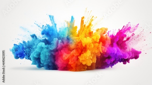 Colorful ink in powder explosion, isolated on white background. Abstract background. 