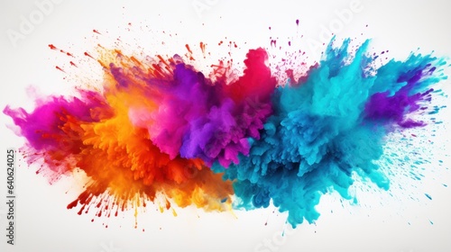 Colorful ink in powder explosion  isolated on white background. Abstract background. 