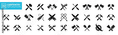 Set of icons related to carpentry tools, various painting tools, carpenter icon templates, mechanic icons editable and resizable EPS 10	
