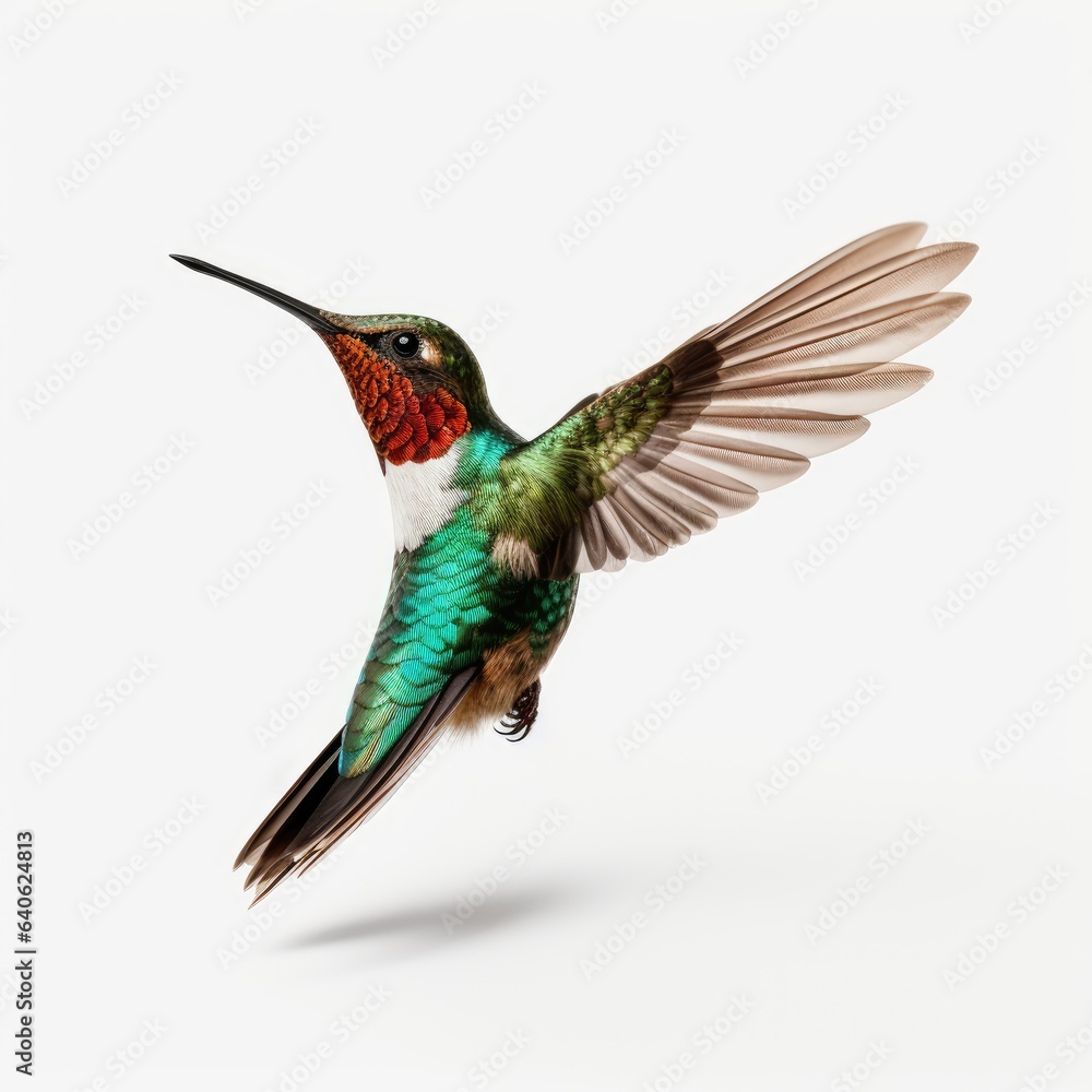 Fototapeta premium Flying hummingbird isolated on white background