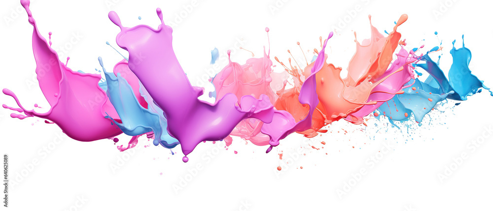 Explosion of colored water  isolated on white background..