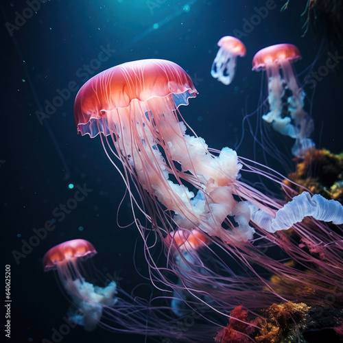 Jellyfish in its Natural Habitat, Wildlife Photography, Generative AI © Vig
