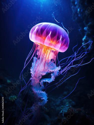 Jellyfish in its Natural Habitat, Wildlife Photography, Generative AI