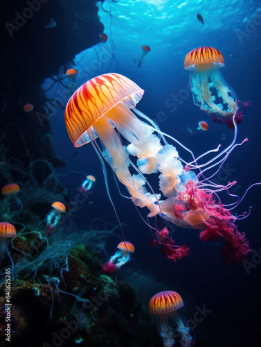 Jellyfish in its Natural Habitat, Wildlife Photography, Generative AI