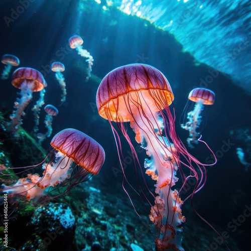 Jellyfish in its Natural Habitat, Wildlife Photography, Generative AI