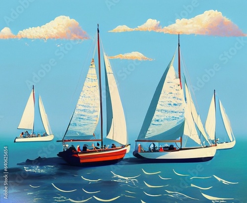 colorful sailboats in calm seas © manola72