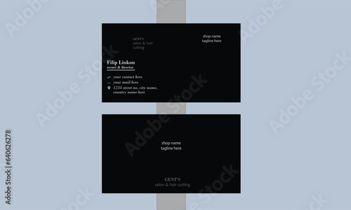 modern business card design for gents hair and beared parlour and solon. photo