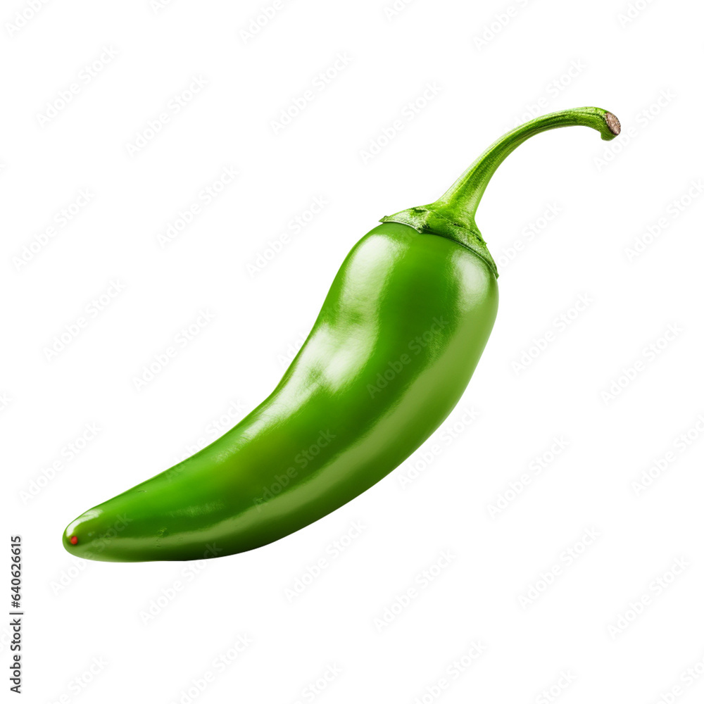 Green hot natural chili pepper realistic image isolated on a white background, close-up Green hot natural chili pepper realistic image isolated on a white background, close-up
