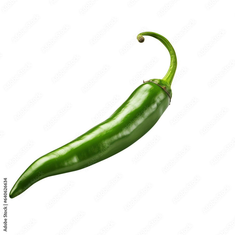 Green hot natural chili pepper realistic image isolated on a white background, close-up Green hot natural chili pepper realistic image isolated on a white background, close-up