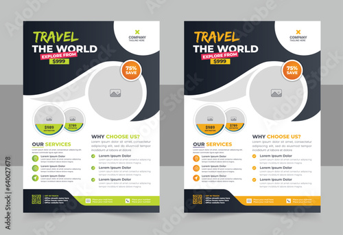 Travel flyer or poster brochure design layout, colorful Travel flyer template for travel agency layout