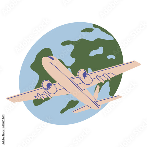 International logistic. Global delivery export. Vector. Cargo delivery by air plane timelines heavily depend on global logistic systems Export and import shipping regulations caffect international
