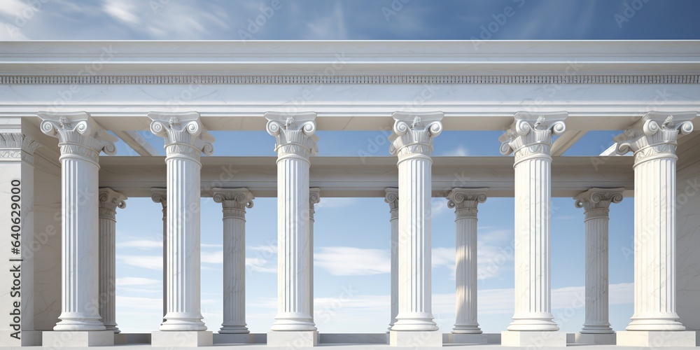 Obraz premium AI Generated. AI Generative. White collonade architecture landmark design exterior building background. Graphic Art