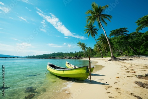 Tropical haven Beautiful nature, palm fringed beach, azure sea a paradise island escape