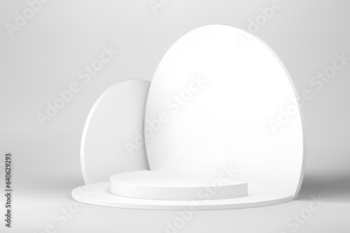 White 3d podium neutral showroom circle pedestal mock up for cosmetic product show vector