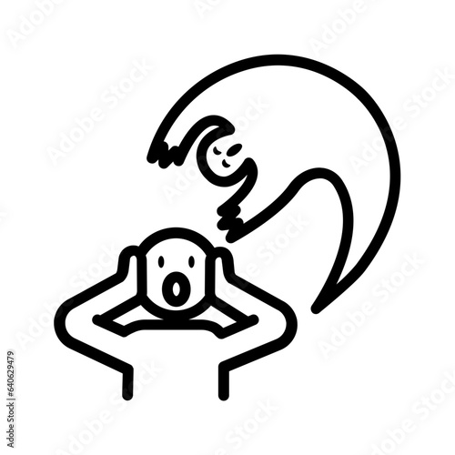 Black line icon for Fearful
