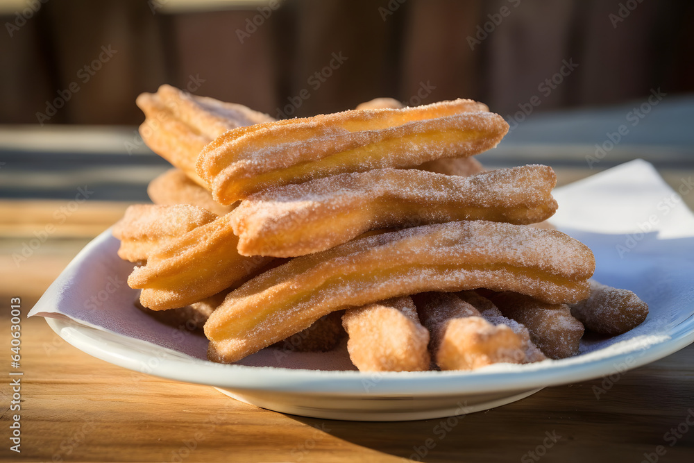 Crunchy Churros, Fried Dough with Cinnamon Sugar Crunchy Churros, Fried Dough with Cinnamon Sugar