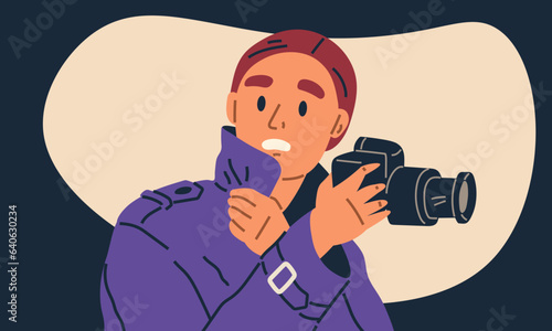 Spying, observing and sneaking. Vector illustration. Peeking person, hidden watcher treading on line of visibility Spy, master of disguise, seamlessly blending into background Sneaking secret, covert