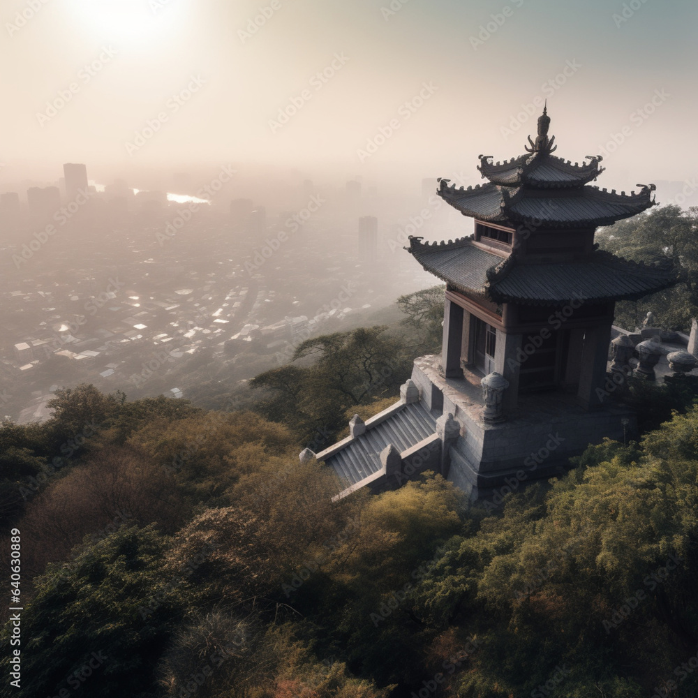 custom made wallpaper toronto digitalThe old temple view with the ancient Chinese buildings located