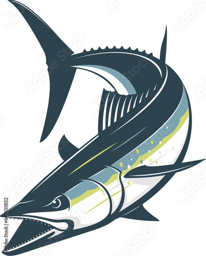 Spanish mackerel fish Logo template. unique and fresh spanish mackerel fish jumping. Great to use as your spanish mackerel fishing activity. 