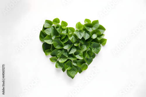 heart shaped green leaves isolated on a white background, World Environment Day, Save Planet theme background, organic planet concept