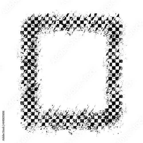 Checkered flags grunge racing rectangle frame