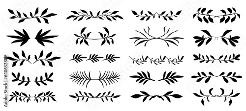 Floral dividers set Hand drawn leaf borders decor