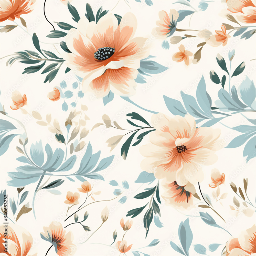 Repeating pattern of watercolor flowers Repeating pattern of watercolor flowers
