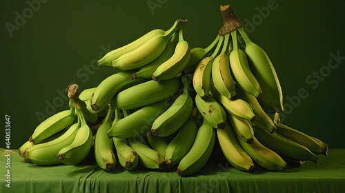  a pile of bananas sitting on top of a green table. generative ai