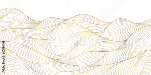 Vector art deco wavy luxury pattern, wave line japanese style background. Organic dynamic pattern, texture for print, wall art, packaging design