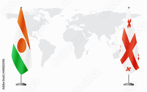 Niger and Georgia flags for official meeting
