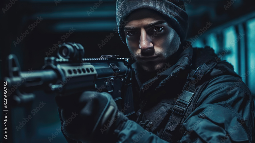 Fototapeta premium Close-up of Man holding airsoft gun