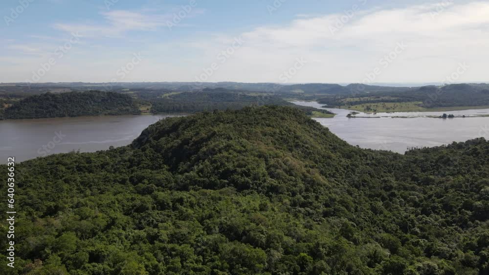 custom made wallpaper toronto digitalCrane Shot Of Wide Green Mountains of Parana River In Teyu Cuare Park, Argentina