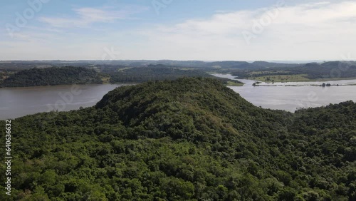Wallpaper Mural Crane Shot Of Wide Green Mountains of Parana River In Teyu Cuare Park, Argentina Torontodigital.ca