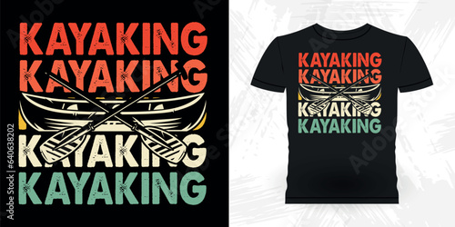 Funny Paddling Boat Retro Vintage Kayaking T-shirt Design